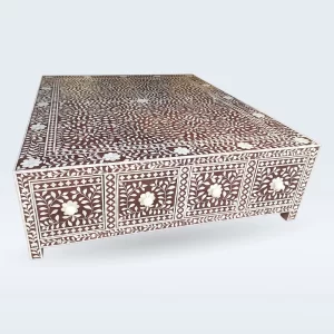 Bone Inlay Coffee Table With Drawers