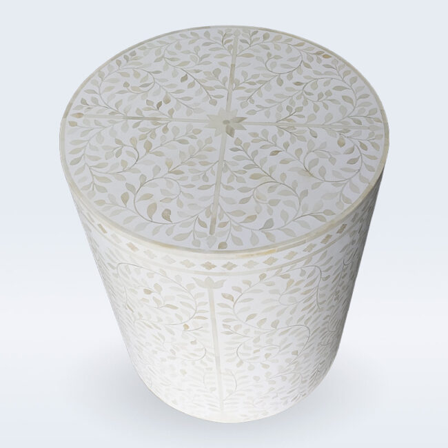 bone inlay floral side table white