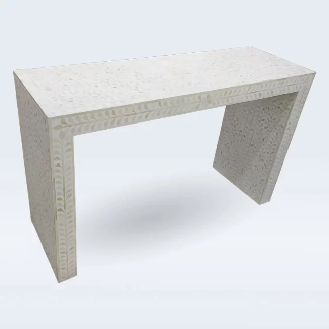 Bone Inlay White Console Table