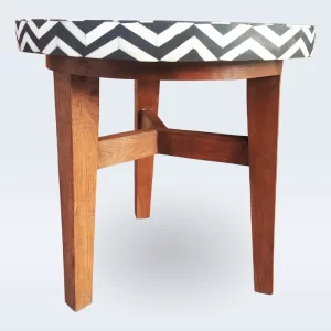 Bone Inlay Wooden Side Table