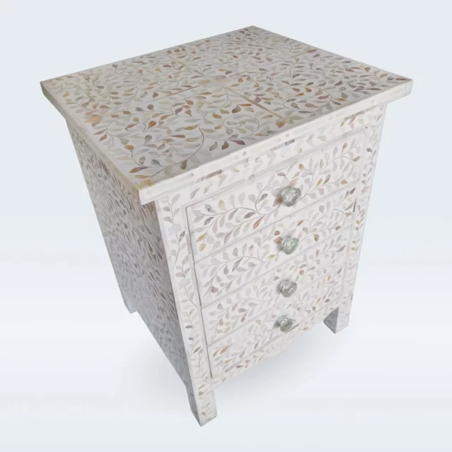 Shell Inlay Bedside Table